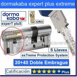 CILINDRO DORMA KABA Extreme ExperT Plus Doble Embrague+Lam 30+40 70mm LATON