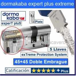 CILINDRO DORMA KABA Extreme ExperT Plus Doble Embrague+Lam 45+45 90mm CROMO