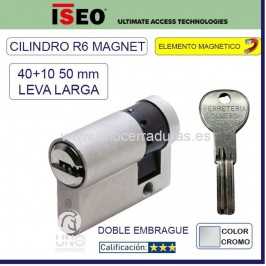 Cilindro ISEO R6 MG 40+10 50mm Cromo Leva LARGA 15 mm