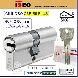 Cilindro ISEO R9 Plus 40+40:80mm Cromo Doble Embrague