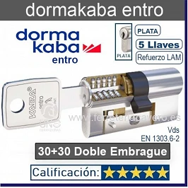 CILINDRO KABA ENTRO 30+30 60mm CROMO LAM DOB.EMBRAGUE