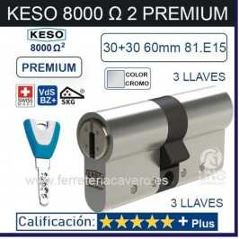 CILINDRO KESO 8000 Omega² 81.E15 PREMIUM 30+30:60mm 3 Llaves