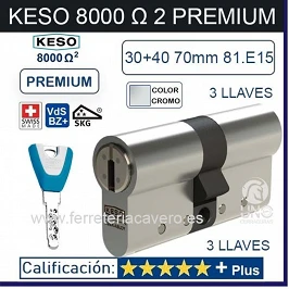 CILINDRO KESO 8000 Omegaý 81.E15 PREMIUM 30+40:70mm 3 Llaves
