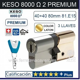 CILINDRO KESO 8000 Omegaý 81.E15 PREMIUM 40+40:80 ORO 3 Llaves