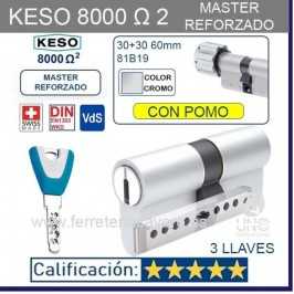 CILINDRO KESO 8000 Omega2 MASTER REFORZADO 30+30:60mm POMO CROMO 81.B19