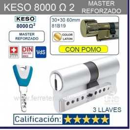 CILINDRO KESO 8000 Omega2 MASTER REFORZADO 30+30:60mm POMO ORO 81.B19