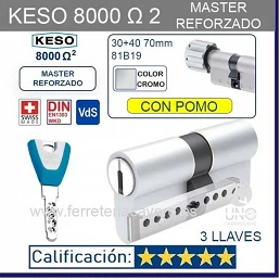 CILINDRO KESO 8000 Omega2 MASTER REFORZADO 30+40:70mm POMO CROMO 81.B19