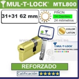 Cilindro MT5+ 31+31 62mm MULTLOCK MTL800 ORO Pi¤on 14D Reforzado