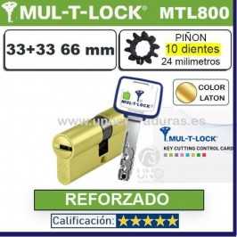 Cilindro MT5+ 33+33 66mm MULTLOCK MTL800 ORO 10 DIENTES REFORZADO