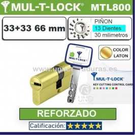 CILINDRO MT5+ 33+33 66mm MULTLOCK MTL800 ORO 13 DIENTES REFORZADO