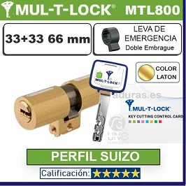Cilindro MT5+ 33+33:66mm MULTLOCK MTL800 Suizo 22mm ORO Doble Embrague