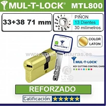 Cilindro MT5+ 33+38 71mm MULTLOCK MTL800 13 DIENTES Reforzado ORO