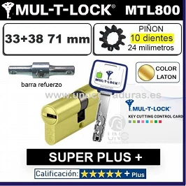 Cilindro MT5+ 33+38 71mm MULTLOCK MTL800 SUPER Plus 10 DIENTES Reforzado ORO