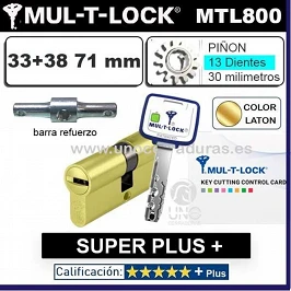 Cilindro MT5+ 33+38 71mm MULTLOCK MTL800 SUPER Plus 13 DIENTES Reforzado ORO