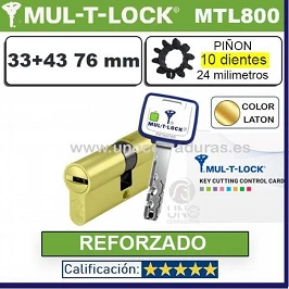 Cilindro MT5+ 33+43 76mm MULTLOCK MTL800 10 DIENTES Reforzado ORO