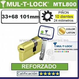 Cilindro MT5+ 33+68 101mm MULTLOCK MTL800 10 DIENTES Reforzado ORO