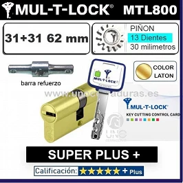 CILINDRO MT5+ SUPER Plus MULTLOCK MTL800 31+31 62mm 13 DIENTES ORO