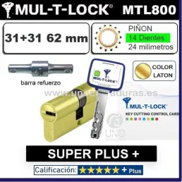 CILINDRO MT5+ SUPER Plus MULTLOCK MTL800 31+31 62mm 14 DIENTES ORO