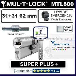 CILINDRO MT5+ SUPER Plus MULTLOCK MTL800 31+31 62mm CROMO
