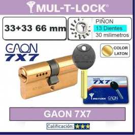 CILINDRO MULTLOCK GAON 7x7 33+33:66 mm LATON 13 Dientes