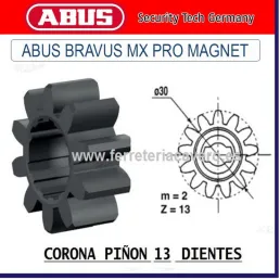 CORONA PI¥ON 13 DIENTES ABUS BRAVUS