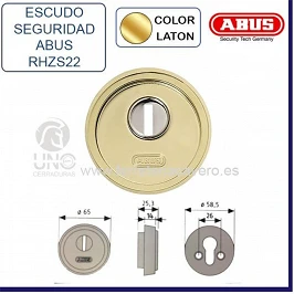 ESCUDO CILINDRO LATON PULIDO SEGURIDAD ABUS