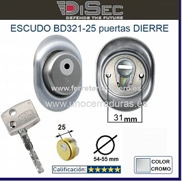 ESCUDO DISEC BD321-25 ROK 31mm INOX SATINADO ATRA MIA KIUSO X1 ESPECIAL DIAMANT