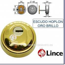 ESCUDO LINCE 65X24/17MM HOPLON ACERO MACIZO ORO PVD