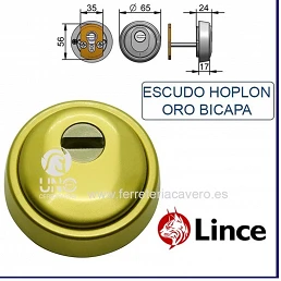 ESCUDO LINCE 65X24/17MM HOPLON ACERO ORO