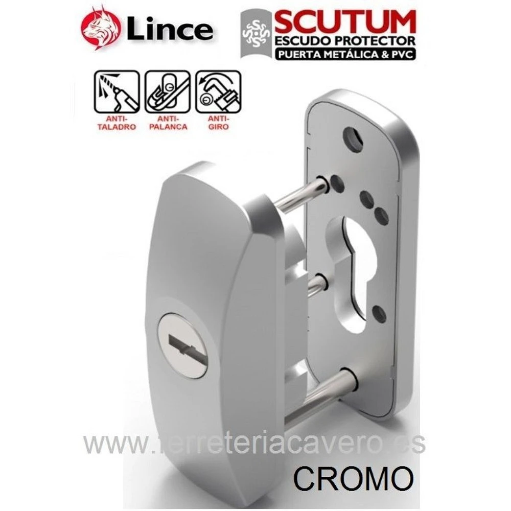 ESCUDO LINCE SCUTUM CROMO 90x33x28+10MM