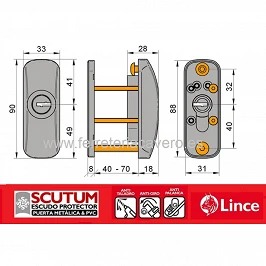 ESCUDO LINCE SCUTUM ORO 90x33x28+10MM