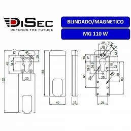 ESCUDO SEGURIDAD BLINDADO DISEC MG110 3W 118X40mm 2 LLAVES MAGNETICAS CROMO