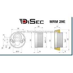 ESCUDO SEGURIDAD BLINDADO DISEC MRM29E CROMO CON 5 LLAVES MAGNETICAS