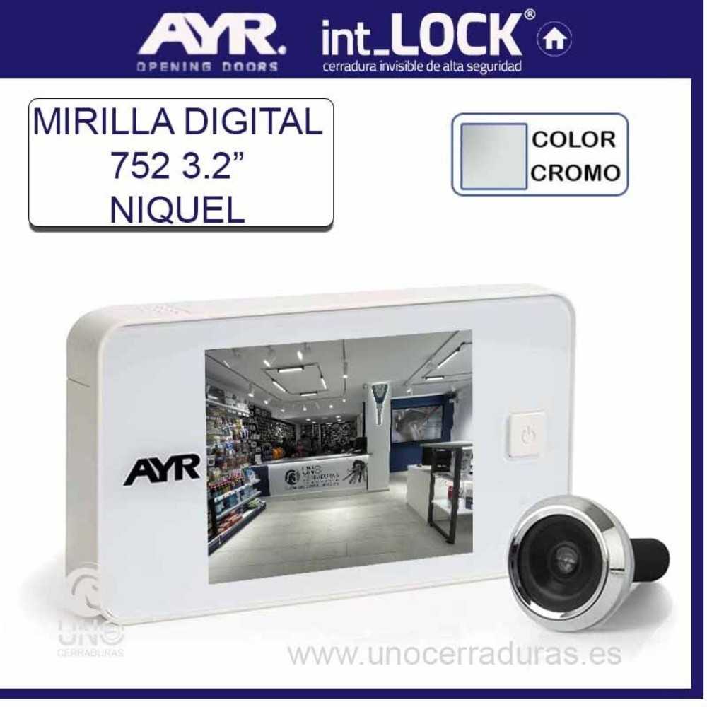 Mirilla digital  AYR Exitec 752 Zebra, 3.2, 0.3 MP, Diámetro 14-22 mm,  Grosor 38-110 mm, Blanco