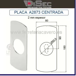 PLACA ADAPTACION DISEC A2873 CENTRADA 80X180 CROMADA PLATA