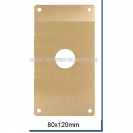 PLACA LATON MATE 80X120 CON BOCA BOMBILLO 28MM.