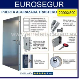PUERTA ACORAZADA TRASTERO 2000X800 MARCO 75X45 ACERO GALVANIZADO