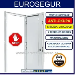 PUERTA ANTI OKUPA 2100 X 900 SAEBLUE GALVANIZADA