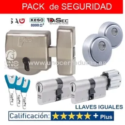 SAG EP30 + 2 ESCUDOS BDK280 DISEC + CILINDRO KESO PREMIUM 30+50 CON POMO Y 30+30 IGUALADO CON 3 LLAVES