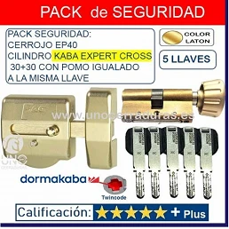 Pack Cerrojo SAG EP40 2023 + Bombín KABA EXPERT PLUS LAM Pomo - Cerradura  Plus