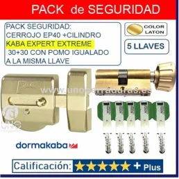 SAG EP40 + KABA EXPERT EXTREME 60mm CON POMO IGUALADO 5 LLAVES ORO