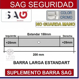 SUPLEMENTO BARRA CERROJO SAG CSI 200mm CENTRADA +2.5 +2.5 CROMO