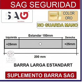 SUPLEMENTO BARRA CERROJO SAG CSI 200mm CENTRADA +2.5 +2.5 ORO