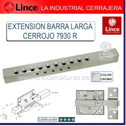 SUPLEMENTO BARRA REGULABLE PARA CERROJO LINCE 7930 R CROMADA