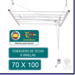 TENDEDERO TECHO EL SOL 0.70 X 1.00M BLANCO 6 VARILLAS