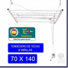 TENDEDERO TECHO EL SOL 0.70 X 1.40 MT BLANCO 8 VARILLAS