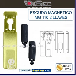 ESCUDO SEGURIDAD BLINDADO DISEC MG110 3W 118X40mm 2 LLAVES MAGNETICAS ORO