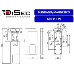 ESCUDO SEGURIDAD BLINDADO DISEC MG110 3W 118X40mm 2 LLAVES MAGNETICAS ORO