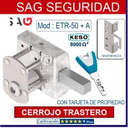 CERROJO SAG TRASTERO ETR-50 GRAPON A CROMO ROTOR KESO PREMIUM 3 LLAVES