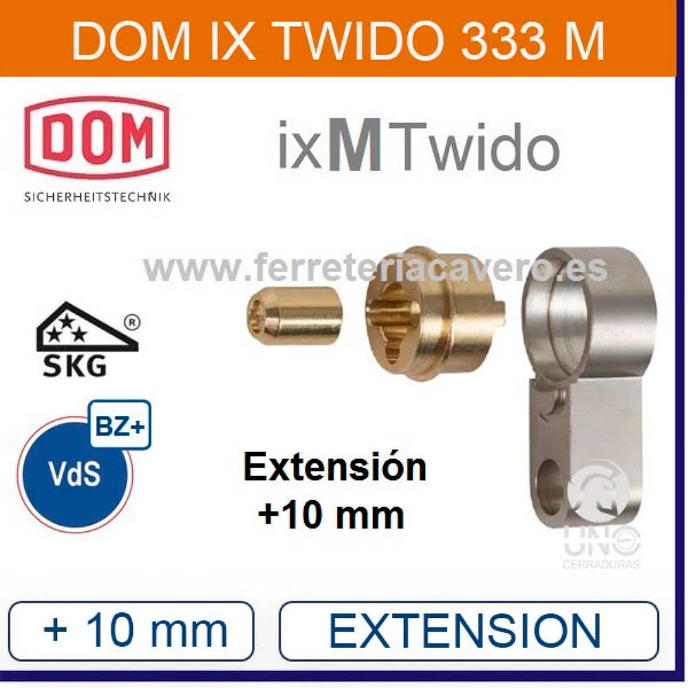 EXTENSIÓN +10mm Cilindro DOM IX TWIDO reforazdo 333M